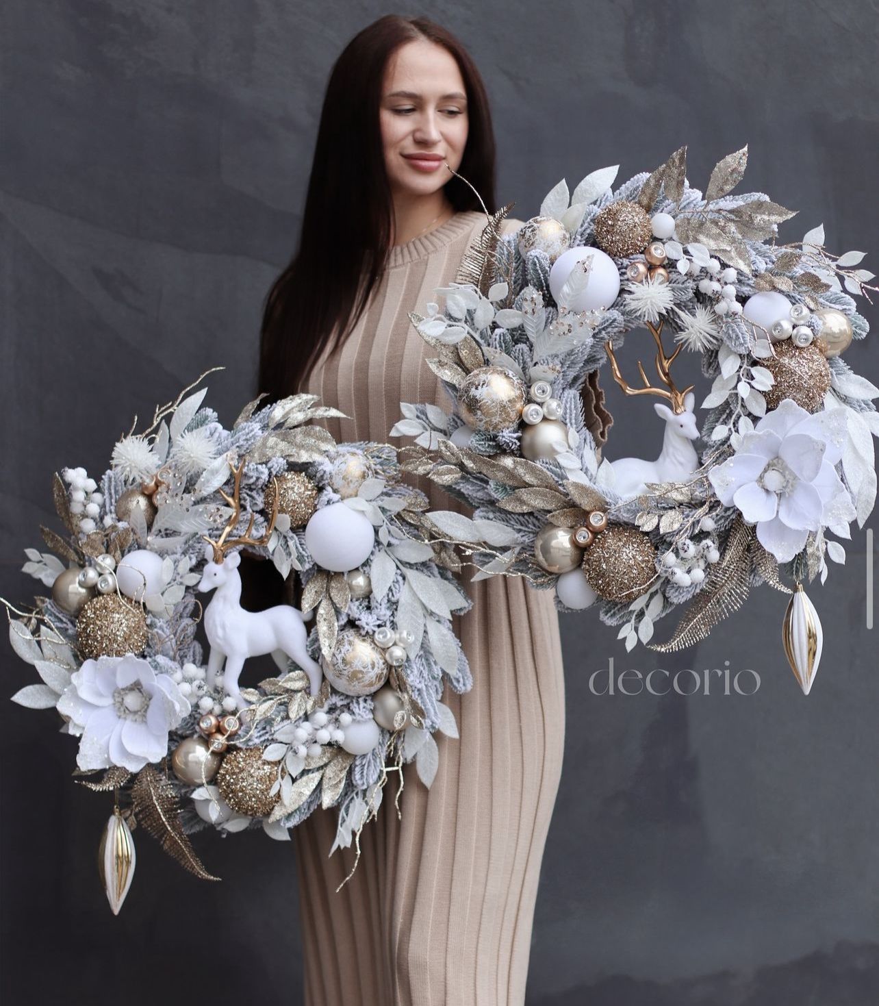 Kit 2 Guirlandas Natalinas Luxuosas White - 65CM