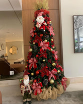 Árvore de Natal Decorada 360º Laços Red - 2,10 Metros
